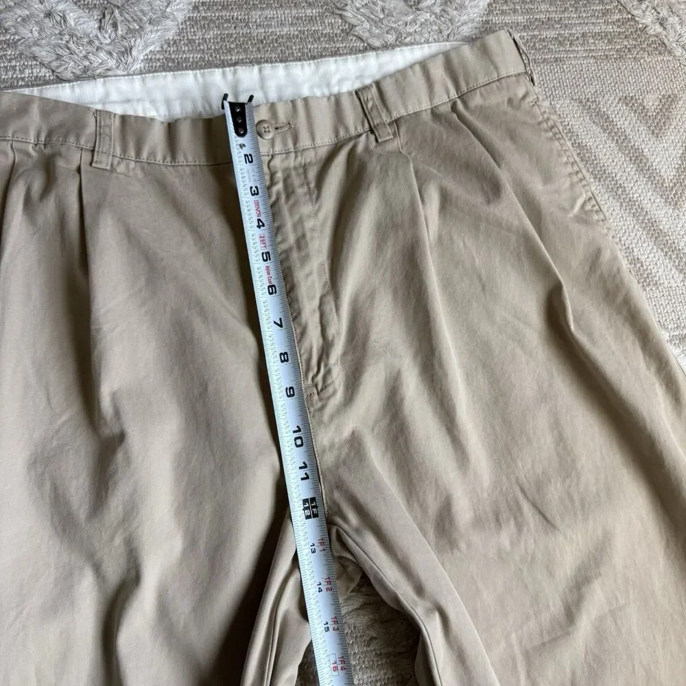 VTG Polo Ralph Lauren Hammond Pants 38x30 Khaki Pleated Cotton Chino Trouser
